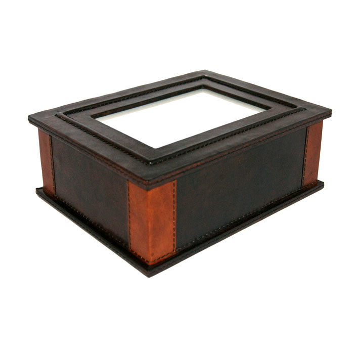 Dark Leather Memory Box With Photo Frame - Notbrand