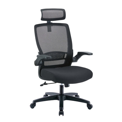 Volnir Mesh Ergonomic Fabric Office Chair with Headrest - Black - Notbrand