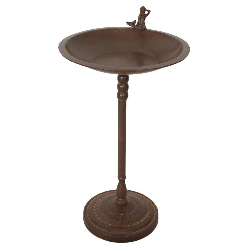 Metal Birdfeeder/Bath with Cast Mermaid Feature - Rustic Brown - NotBrand