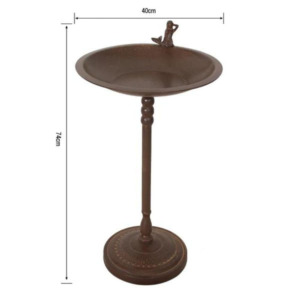 Metal Birdfeeder/Bath with Cast Mermaid Feature - Rustic Brown - NotBrand