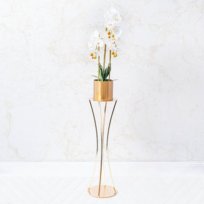 Metal Centrepiece Circular Curve Stand Gold (25cmDx78cmH) - Notbrand