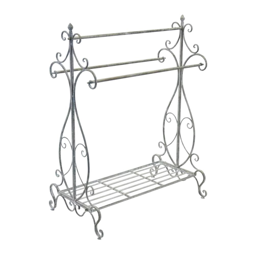 Metal Towel Rack Holder - Antique Grey Wash - House of Hyne