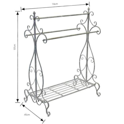 Metal Towel Rack Holder - Antique Grey Wash - NotBrand