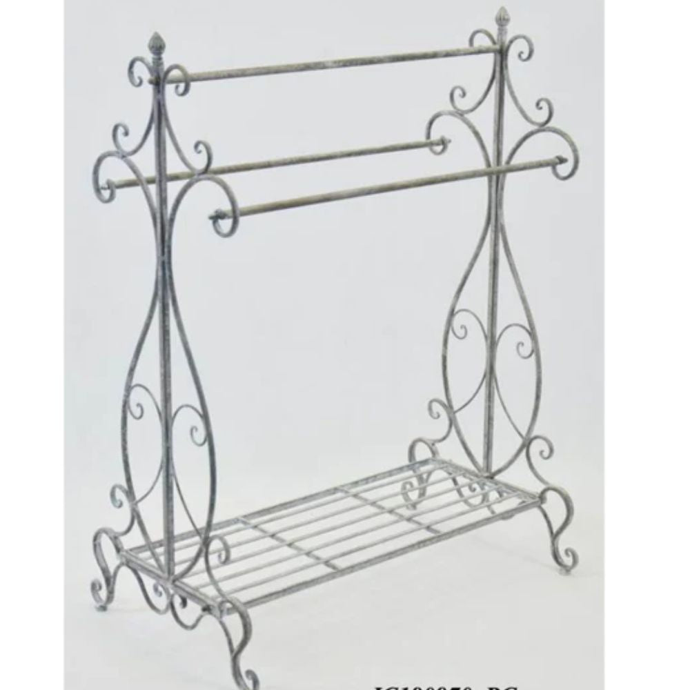 Metal Towel Rack Holder - Antique Grey Wash - NotBrand