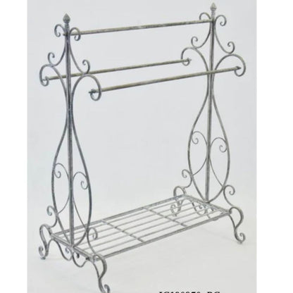 Metal Towel Rack Holder - Antique Grey Wash - NotBrand