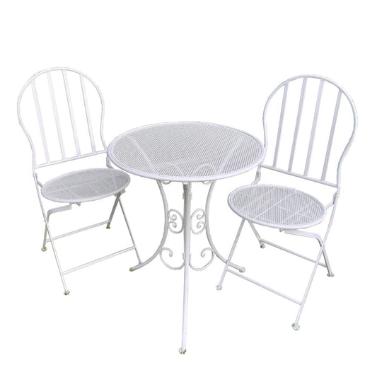 Mia 3 Piece Bistro Balcony Metal Garden Patio Setting - White - NotBrand