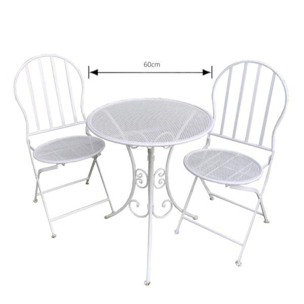 Mia 3 Piece Bistro Balcony Metal Garden Patio Setting - White - NotBrand