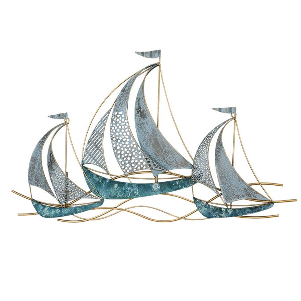 Wrought Iron 3D Hanging Sailboat Wall Mural - Notbrand