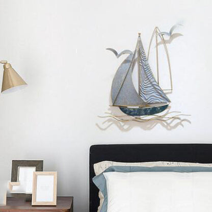 Wrought Iron 3D Hanging Sailboat Wall Mural - Notbrand