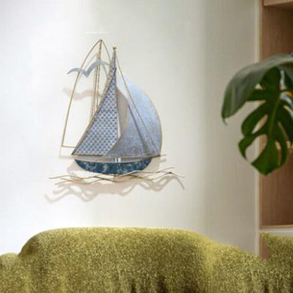 Wrought Iron 3D Hanging Sailboat Wall Mural - Notbrand