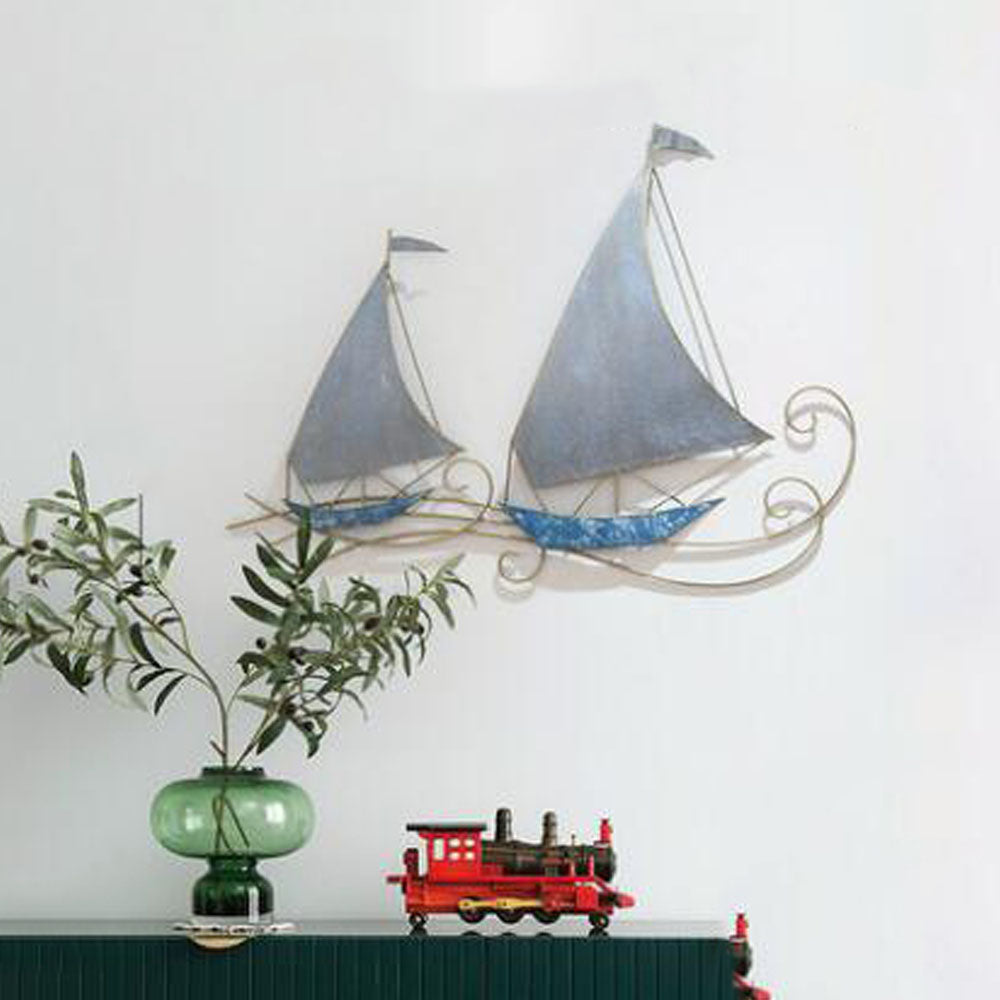 Wrought Iron 3D Hanging Sailboat Wall Mural - Notbrand