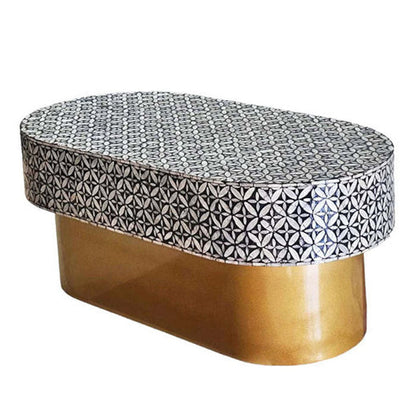 Ebony Mosaic Oval Coffee Table - Mother Of Pearl - Houseofhyne