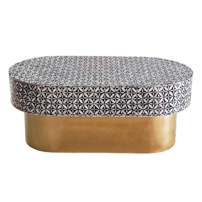 Ebony Mosaic Oval Coffee Table - Mother Of Pearl - Notbrand