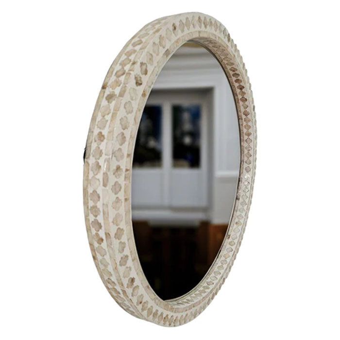 Mother Of Pearl Radiance Round Wall Mirror - 61cm - Notbrand