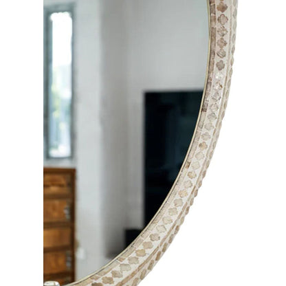 Mother Of Pearl Radiance Round Wall Mirror - 61cm - Notbrand