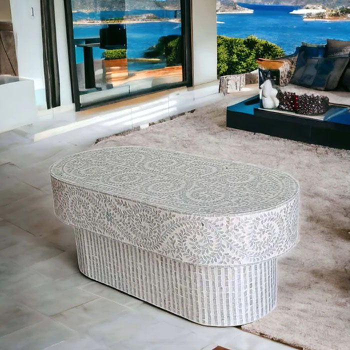 Serenity Oval Pearl Coffee Table - Mother Of Pearl - Notbrand