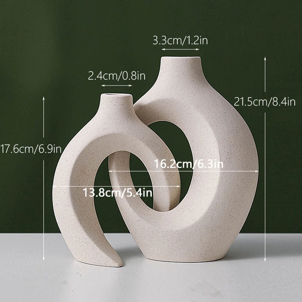 Set of 2 Nordic Ceramic Snuggle Flower Vase - White Matte - Notbrand