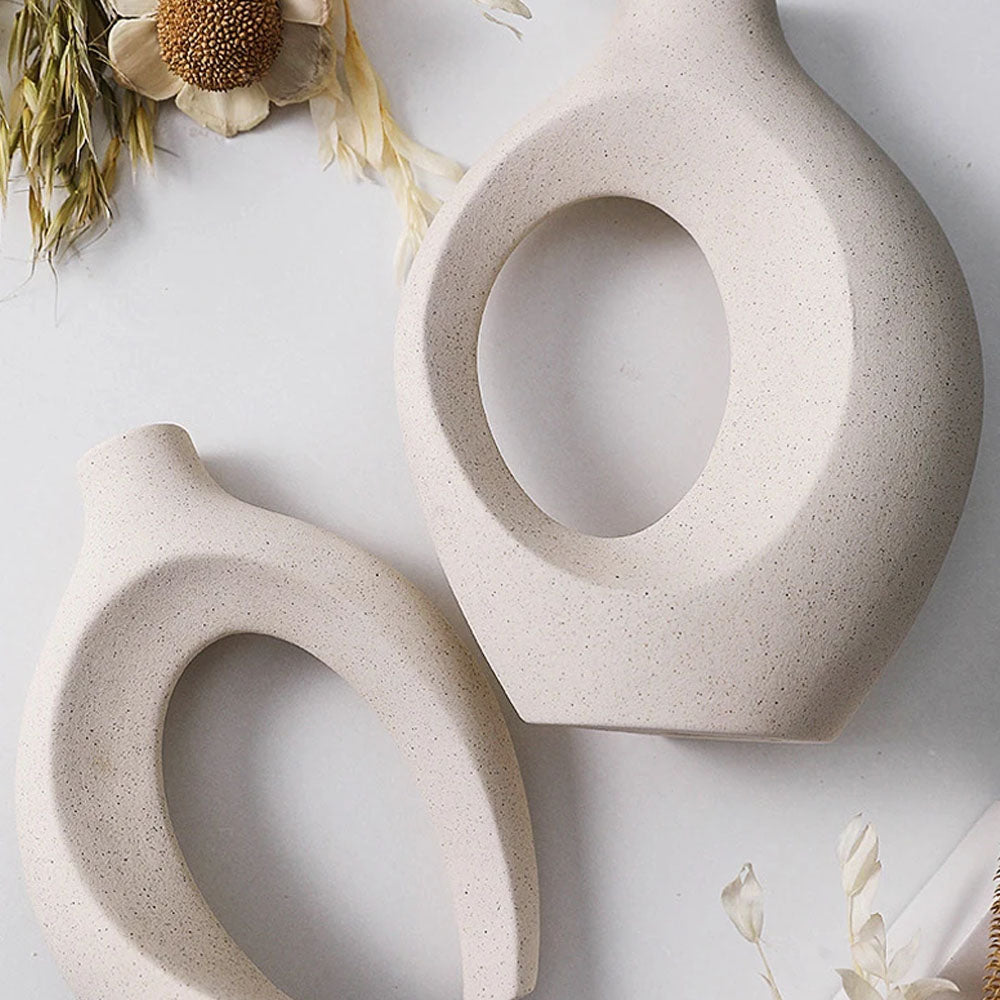 Set of 2 Nordic Ceramic Snuggle Flower Vase - White Matte - Notbrand