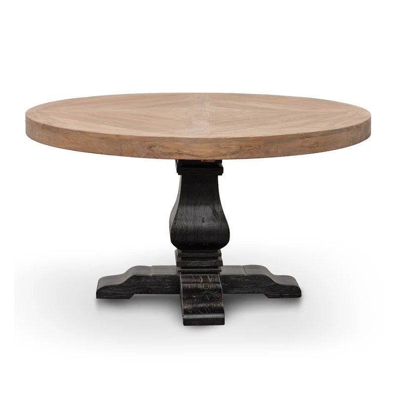 Black Base Esperito Natural Wooden Round Dining Table - House of Hyne