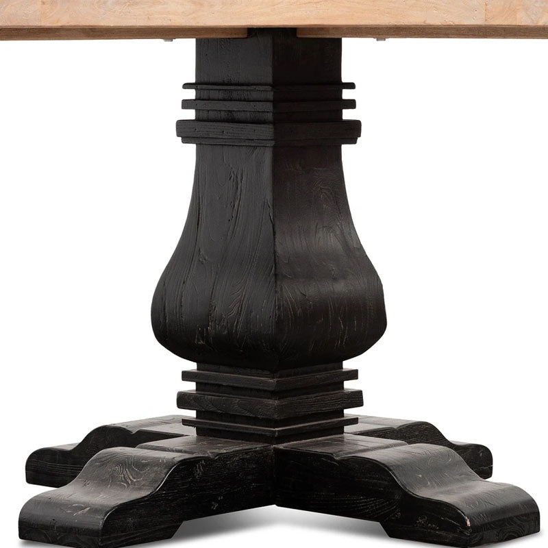 Black Base Esperito Natural Wooden Round Dining Table - House of Hyne