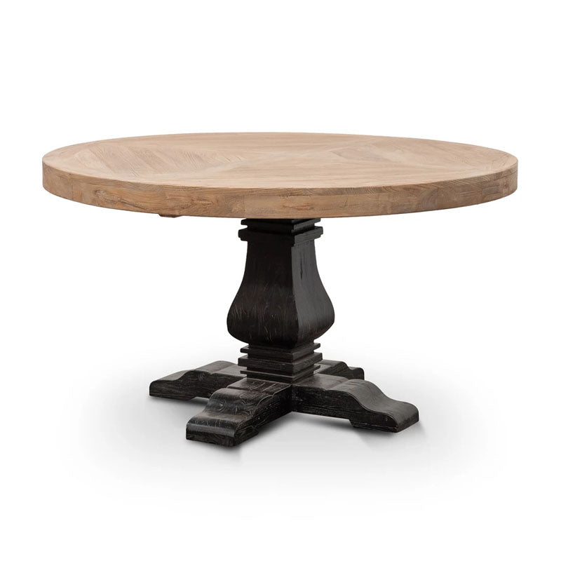 Black Base Esperito Natural Wooden Round Dining Table - House of Hyne