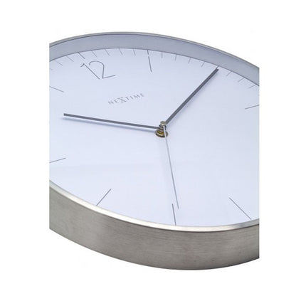 NeXtime Essential White & Silver Metal Wall Clock - 34cm - Notbrand