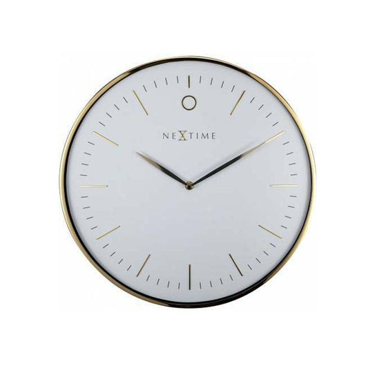 NeXtime Glamour Glass Wall Clock- Gold/ White - Notbrand