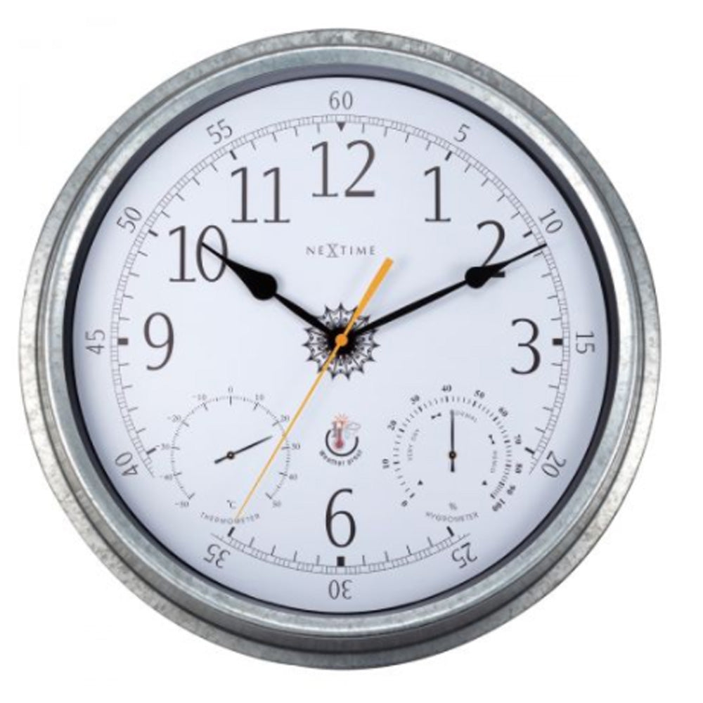 NeXtime Tulip Outdoor Wall Clock 40.5cm Galvanised Metal - NotBrand