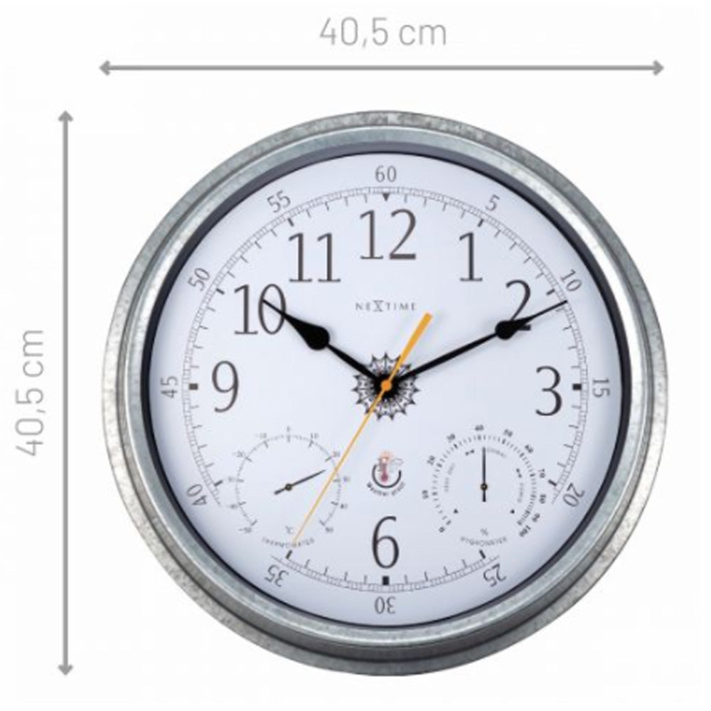 NeXtime Tulip Outdoor Wall Clock 40.5cm Galvanised Metal - NotBrand