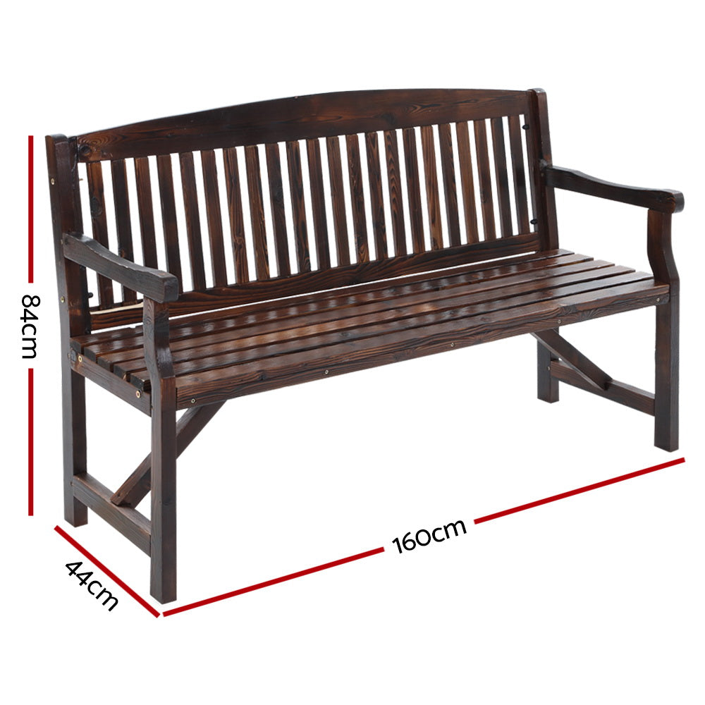 Gardeon Wooden Garden Bench Chair Natural Outdoor Furniture Décor Patio Deck 3 Seater - Notbrand