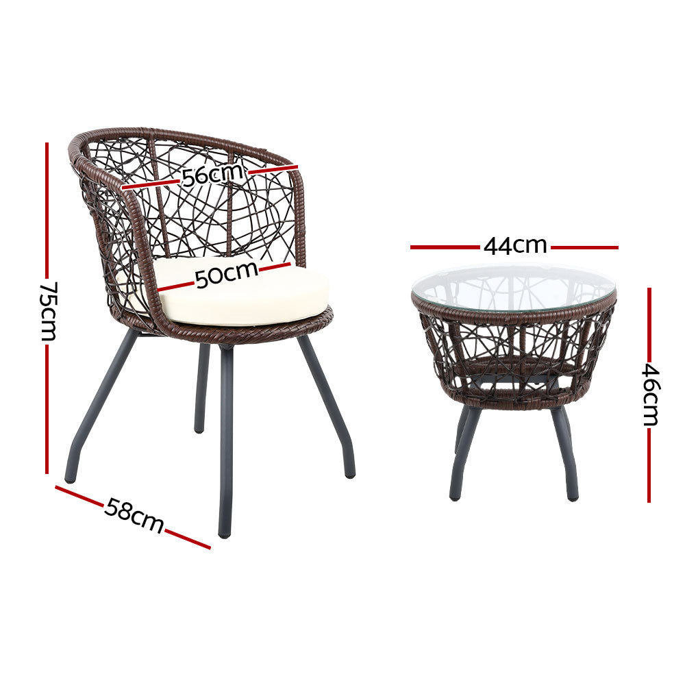 Gardeon Outdoor Patio Chair and Table - Brown - Notbrand