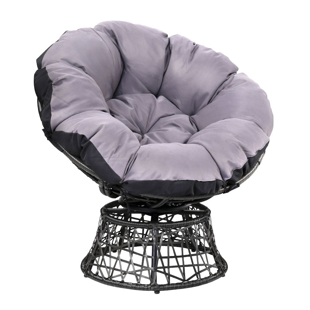 Gardeon Papasan Chair - Black - Notbrand