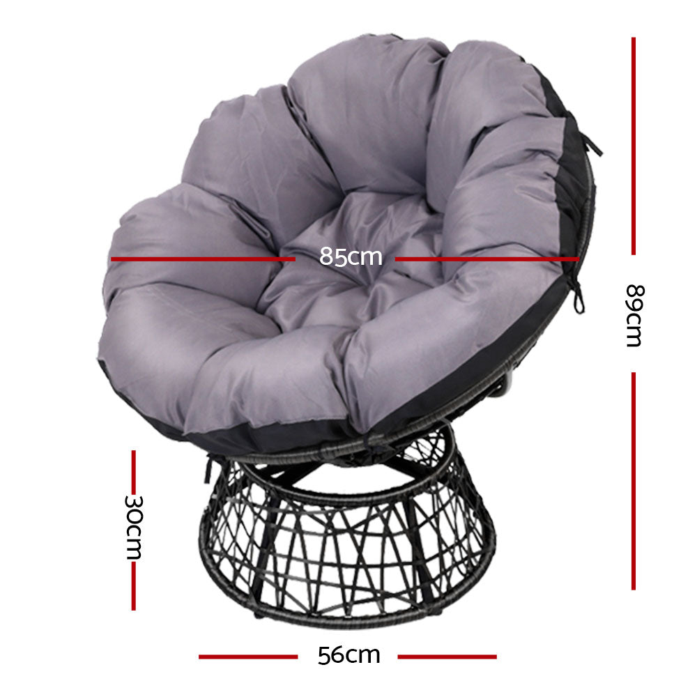 Gardeon Papasan Chair - Black - Notbrand