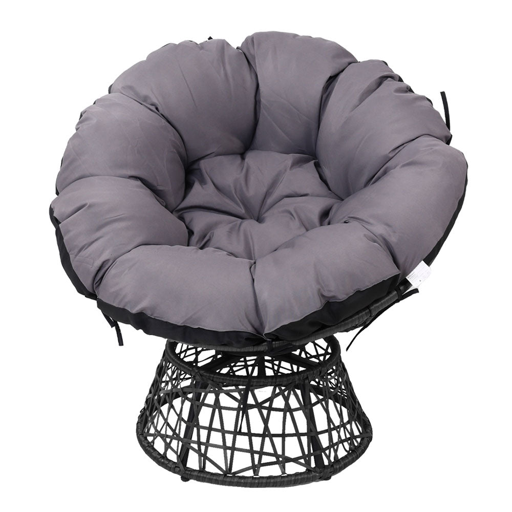 Gardeon Papasan Chair - Black - Notbrand