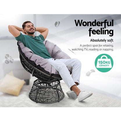 Gardeon Papasan Chair - Black - Notbrand