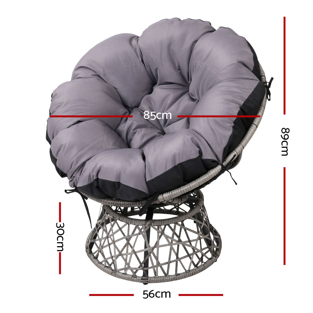 Gardeon Papasan Chair - Grey - Notbrand