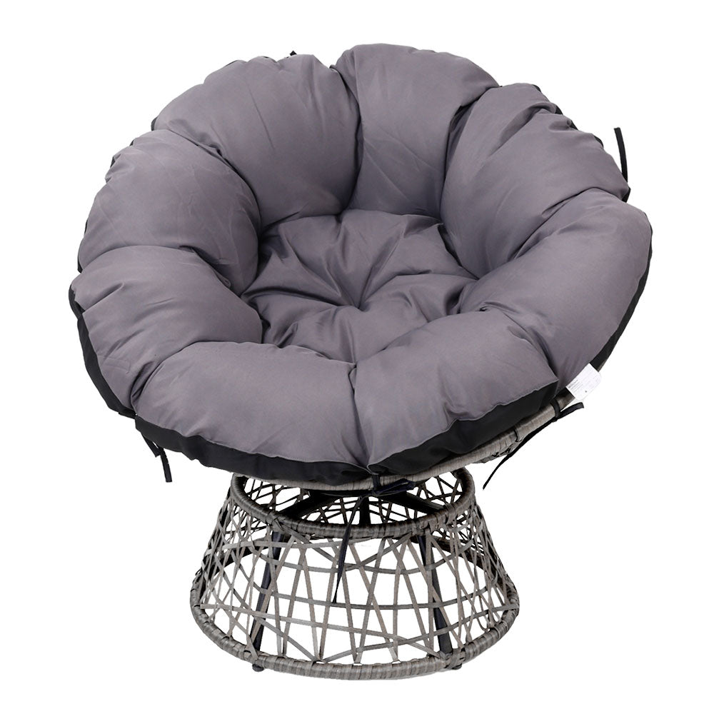 Gardeon Papasan Chair - Grey - Notbrand