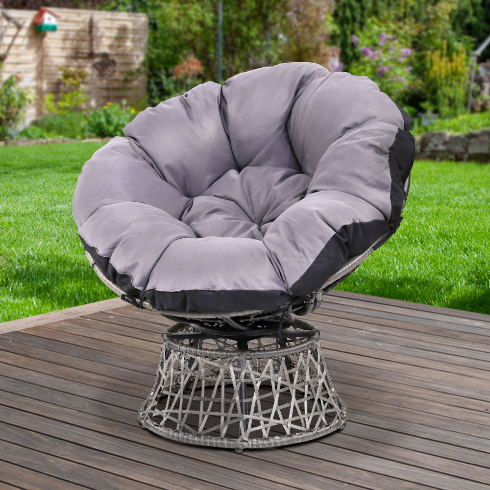 Gardeon Papasan Chair - Grey - Notbrand