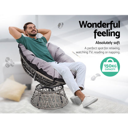 Gardeon Papasan Chair - Grey - Notbrand