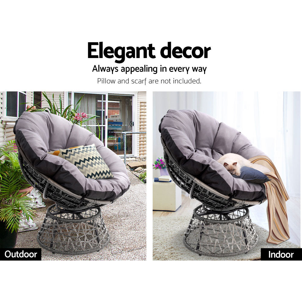 Gardeon Papasan Chair - Grey - Notbrand