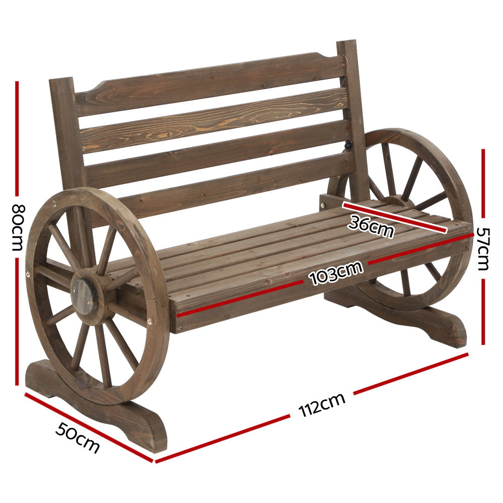 Gardeon Park Bench Wooden Wagon Chair Outdoor Garden Backyard Lounge Furniture - Notbrand