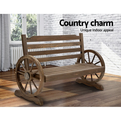 Gardeon Park Bench Wooden Wagon Chair Outdoor Garden Backyard Lounge Furniture - Notbrand