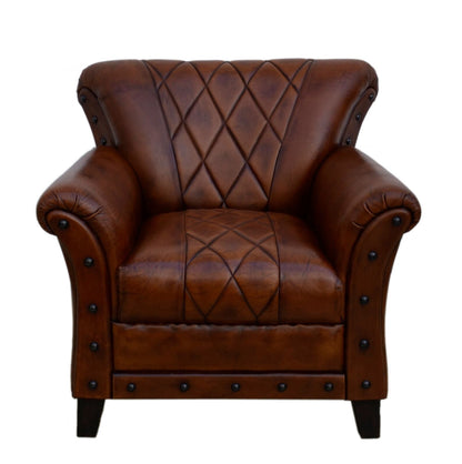 Rivet Leather Studded Armchair - House of Hyne