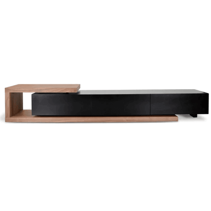 Walnut Omega Scandinavian TV Unit - Black Extendable - House of Hyne