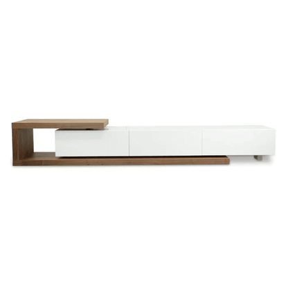 Walnut Omega Scandinavian TV Unit - White Extendable  - House of Hyne