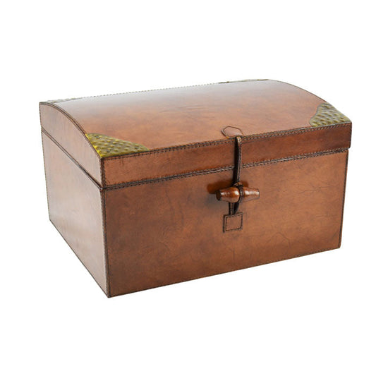 Tan Leather Oval Top Box - Notbrand