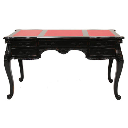 Paris French Provincial Desk with Leather Top - Black - House of Hyne