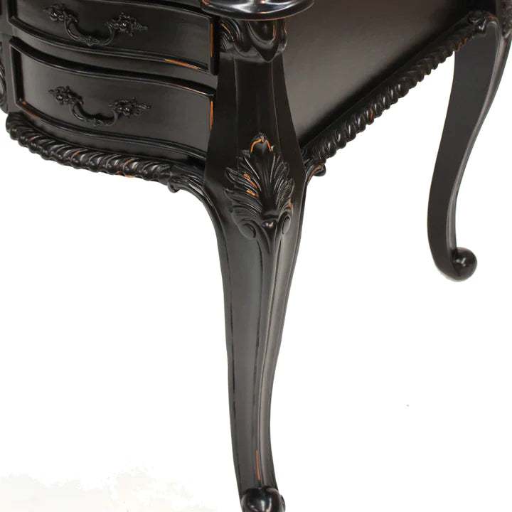 Paris French Provincial Desk with Leather Top - Black - House of Hyne