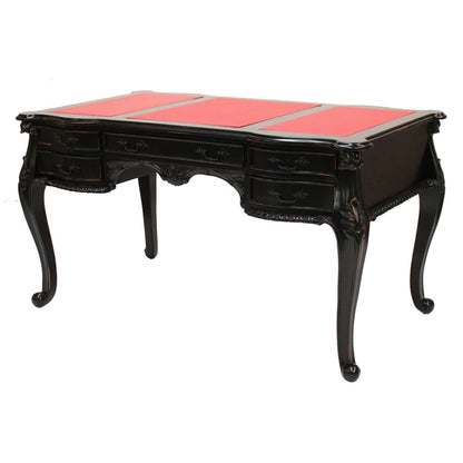 Paris French Provincial Desk with Leather Top - Black - House of Hyne