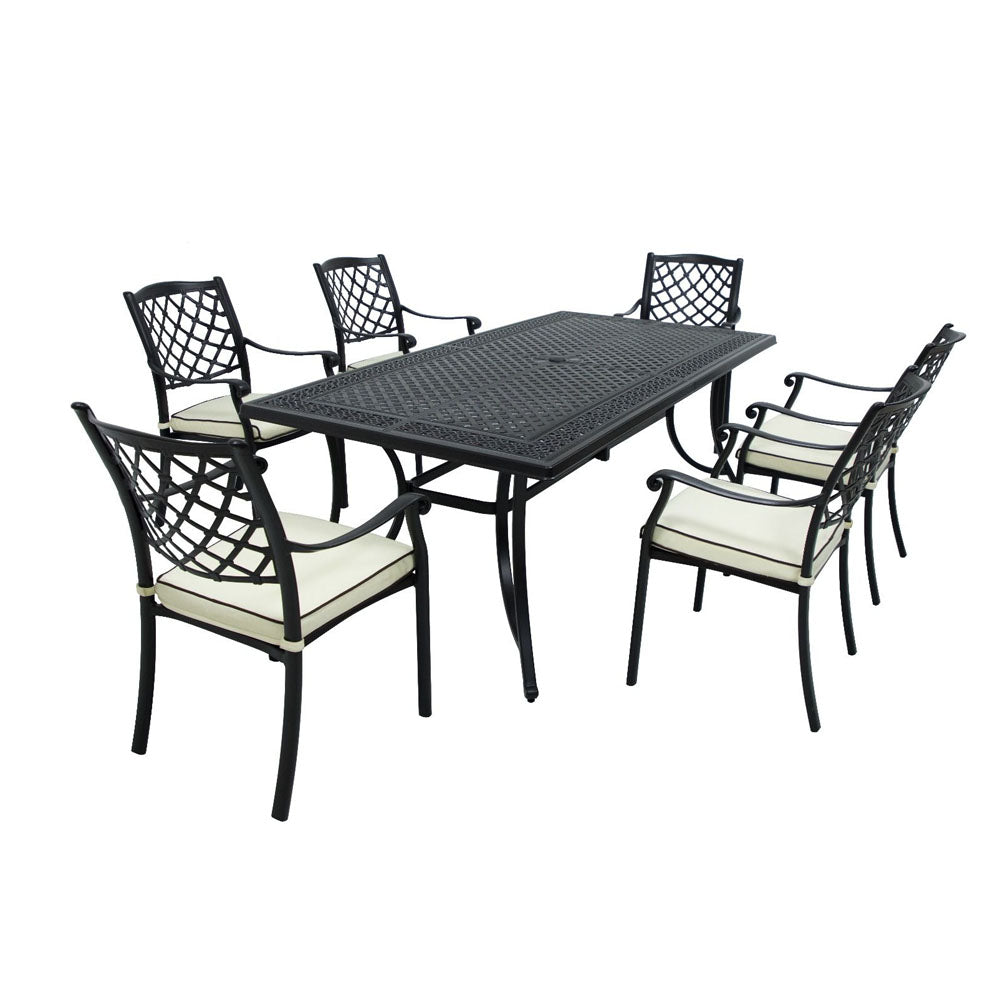 Positano Cast Aluminium Outdoor Dining Setting - 7 Piece - House of Hyne